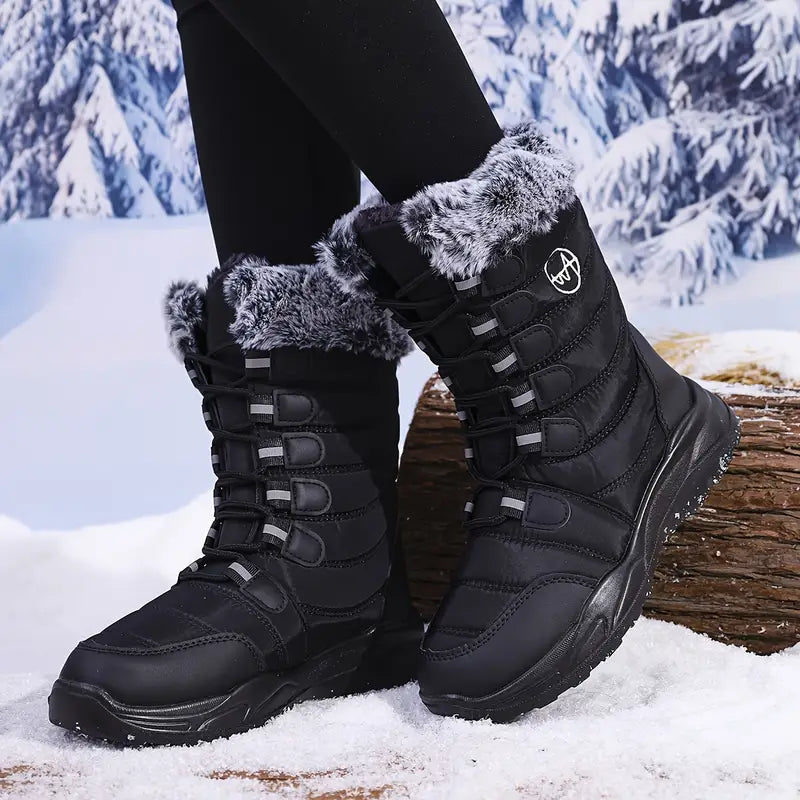 Klequorin | Wasserdichte, rutschfeste High-Top-Schneestiefel für Frauen im mittleren Bereich