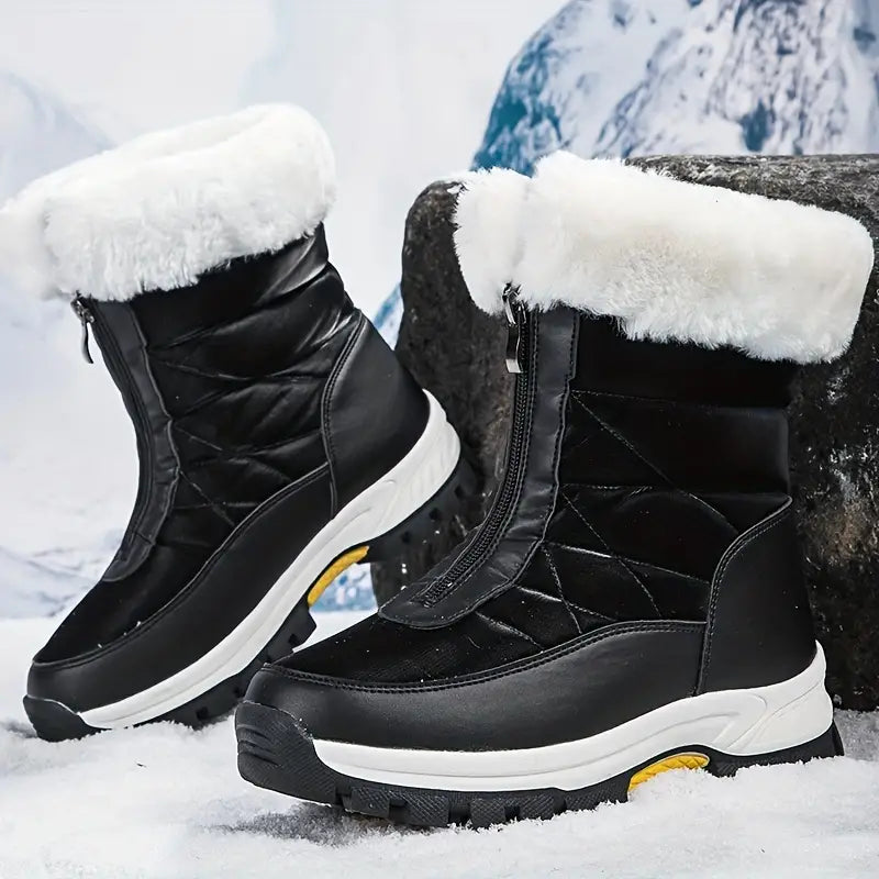 Klezenith | Plateau-Schneestiefel für Frauen, Fashion Front Zipper Plüsch gefütterte Stiefel