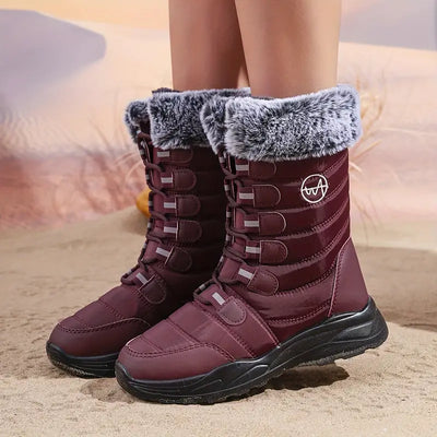 Klequorin | Wasserdichte, rutschfeste High-Top-Schneestiefel für Frauen im mittleren Bereich