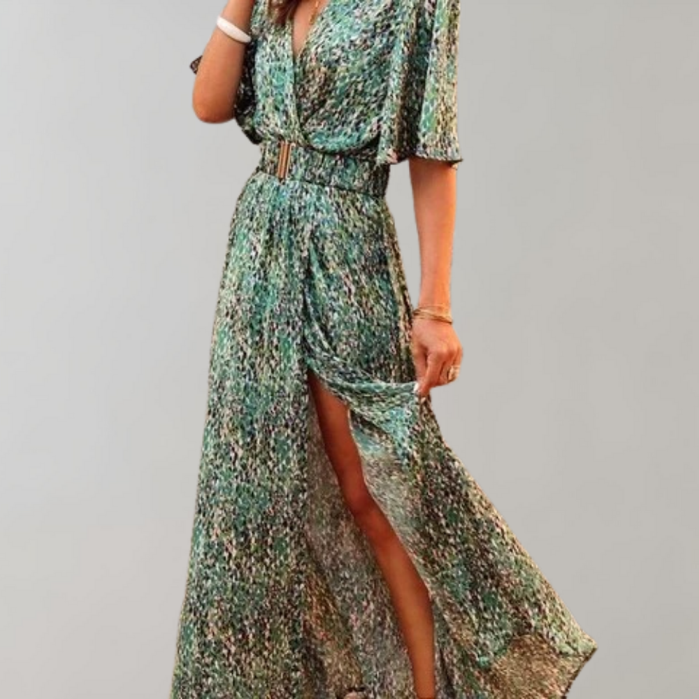 Maxi | Damen Sommerkleid mit V-Ausschnitt