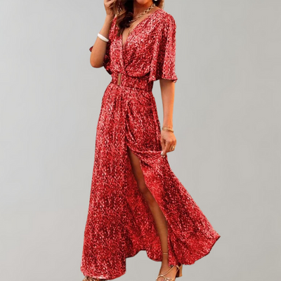 Maxi | Damen Sommerkleid mit V-Ausschnitt