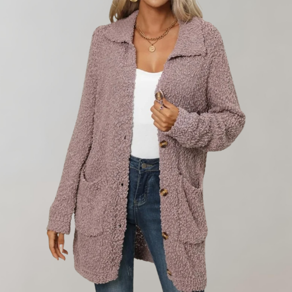 Fritziy | Damen Lange Strickjacke | Warme