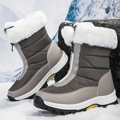 Klezenith | Plateau-Schneestiefel für Frauen, Fashion Front Zipper Plüsch gefütterte Stiefel