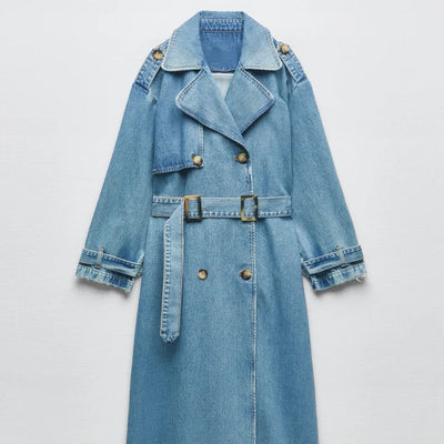 Claudine | Gemütlicher und warmer Denim-Trenchcoat