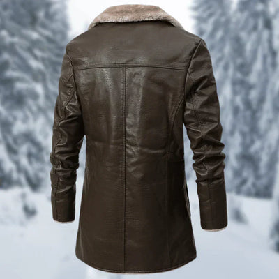 Luciane | Warme Herren-Fleece-Winterjacke mit PU-Lederoptik