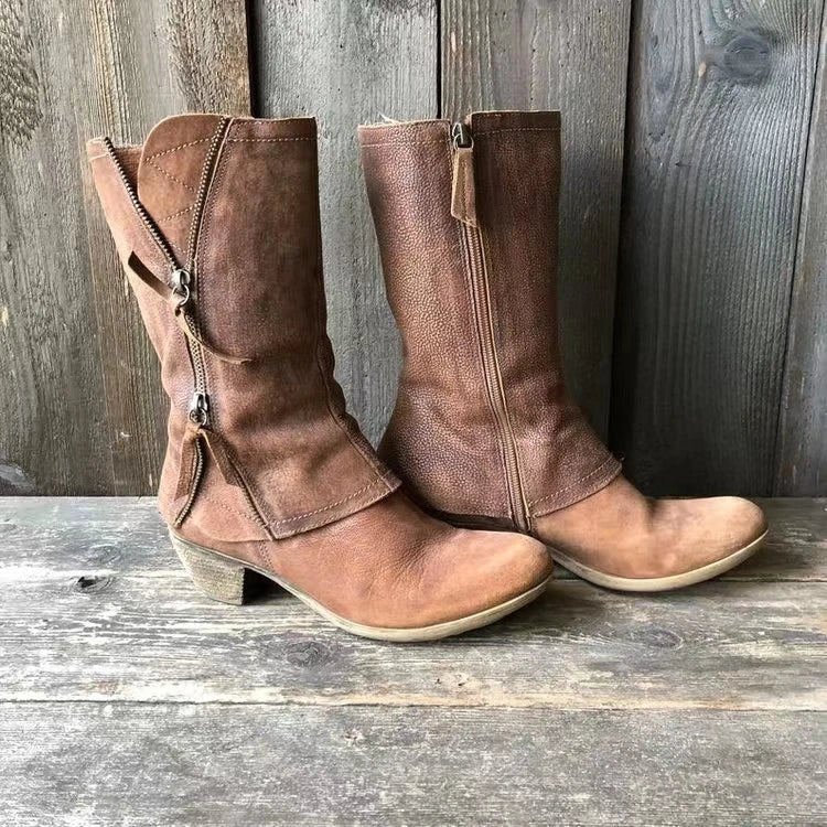 Daniyah | Damen Cowboy-Reißverschluss-Stiefel | Knöchel