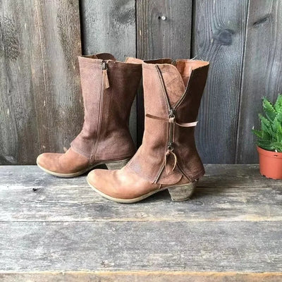 Daniyah | Damen Cowboy-Reißverschluss-Stiefel | Knöchel