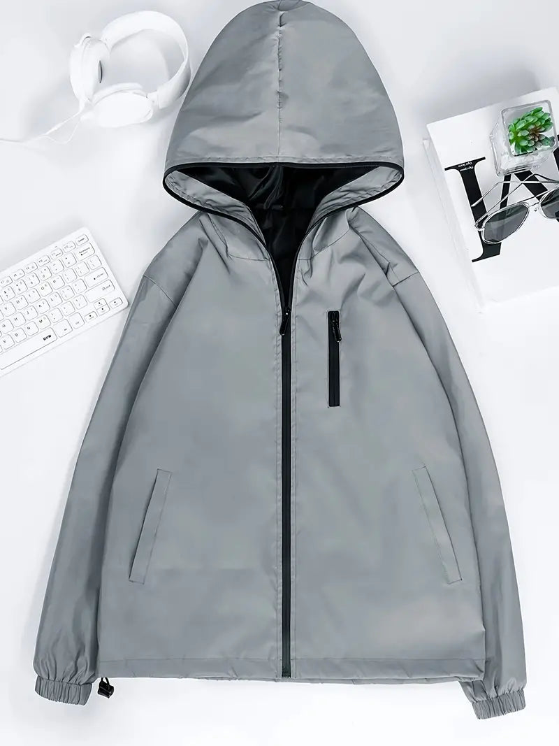 Irevella | Reflektierende Windbreaker-Jacke mit Kapuze für Männer, lässiges Design