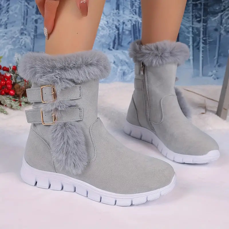 Kletunith | Damen Winter Schneestiefel - Mid-Calf Fleece gefüttert Baumwolle Schuhe