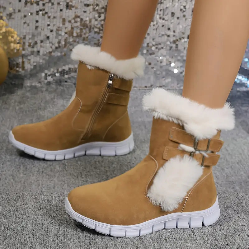 Dreilith | Winter-Schneestiefel für Damen - kuschelig mit Fleece gefüttert, dicke Sohle