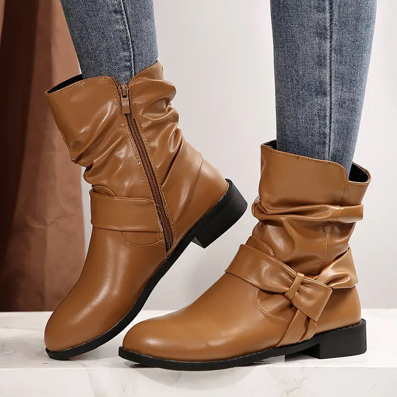 Ellaric | Schicke Plus Size Damenstiefel - Retro British Style mit Seitenreißverschluss