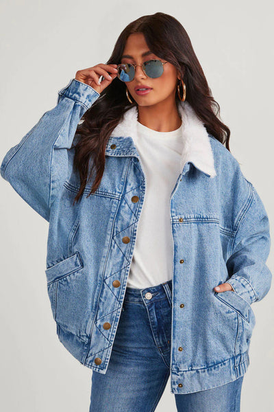 Jessike | Oversize Denimjacke mit Fleecekragen für Damen