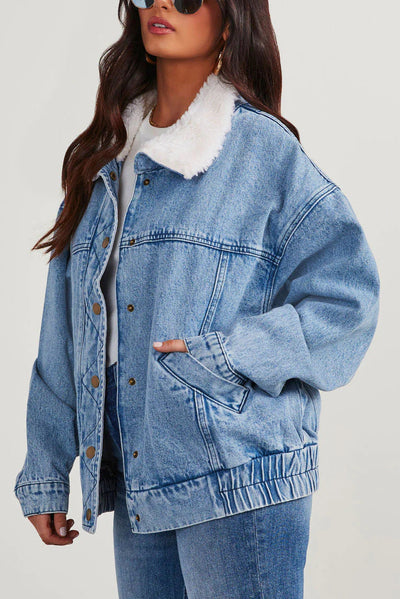 Jessike | Oversize Denimjacke mit Fleecekragen für Damen