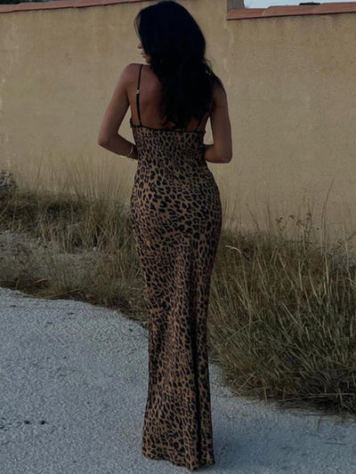 Lucia | Stilvolles Cami-Maxikleid mit Luipaardprint