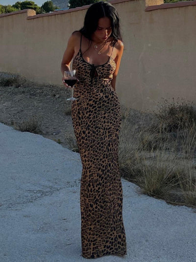 Lucia | Stilvolles Cami-Maxikleid mit Luipaardprint
