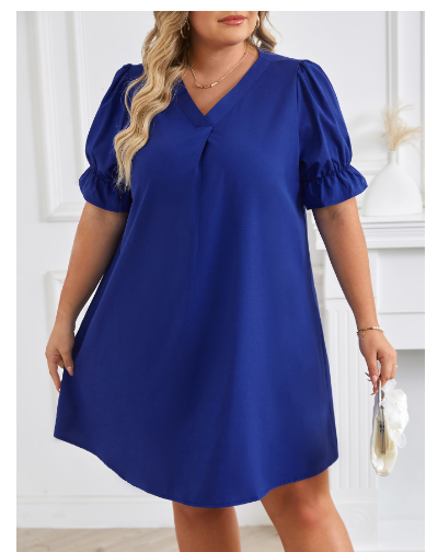 Juttina | Damen Einfaches Kleid | Blau