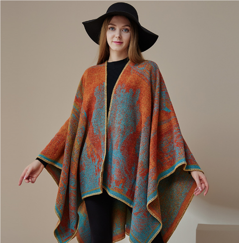 Gudrunam | Damen Elegante Poncho Strickjacke | Lange