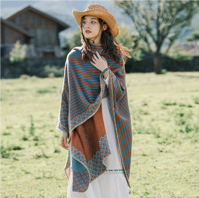 Gudrunam | Damen Elegante Poncho Strickjacke | Lange