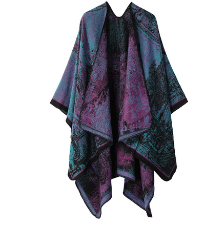 Gudrunam | Damen Elegante Poncho Strickjacke | Lange