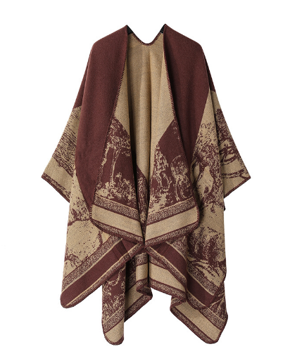 Gudrunam | Damen Elegante Poncho Strickjacke | Lange