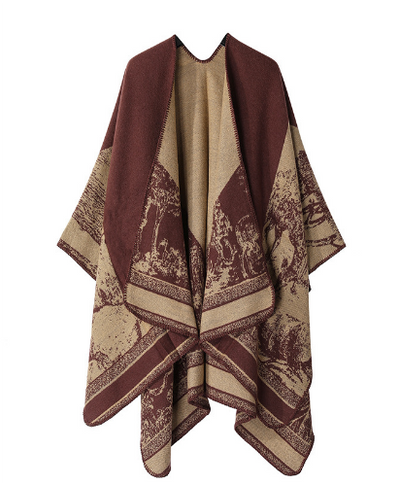 Gudrunam | Damen Elegante Poncho Strickjacke | Lange
