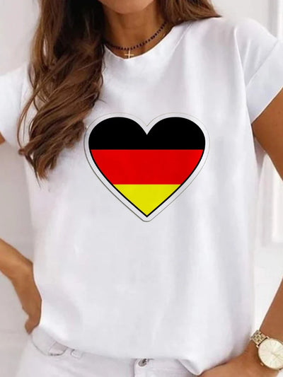 Carinan | Deutschland Euro 2024 Fußball Rundhals Damen T-Shirt