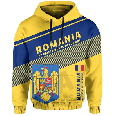 Rome | Unisex-Kapuzenpullover mit Flaggenaufdruck Street-Hiphop-Muster Deutschland-Fußball-EM 2024