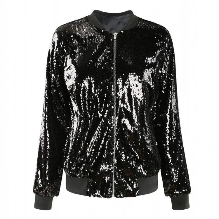 Liselotte | Entspannte Paillettenmantel Bomberjacke