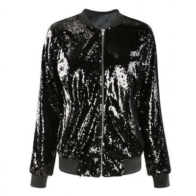 Liselotte | Entspannte Paillettenmantel Bomberjacke