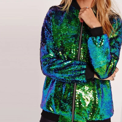 Liselotte | Entspannte Paillettenmantel Bomberjacke