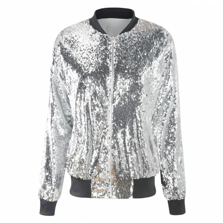 Liselotte | Entspannte Paillettenmantel Bomberjacke