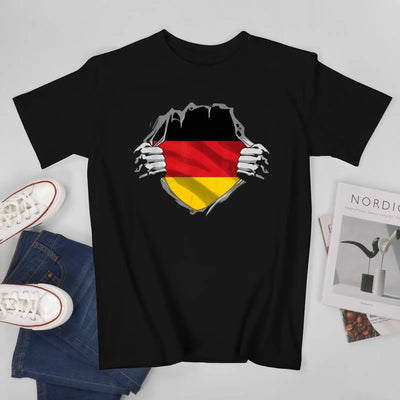 Tom | Unisex-T-Shirt mit Rundhalsausschnitt und deutscher Flagge, Fußballtrikot für die EM 2024