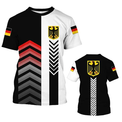 Pol | Herren T-Shirts Deutschland Flagge Muster 3D Druck Deutschland Euro 2024 Fußball-Shirt