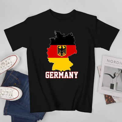 Tom | Unisex-T-Shirt mit Rundhalsausschnitt und deutscher Flagge, Fußballtrikot für die EM 2024