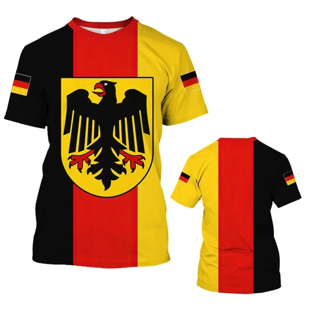 Pol | Herren T-Shirts Deutschland Flagge Muster 3D Druck Deutschland Euro 2024 Fußball-Shirt