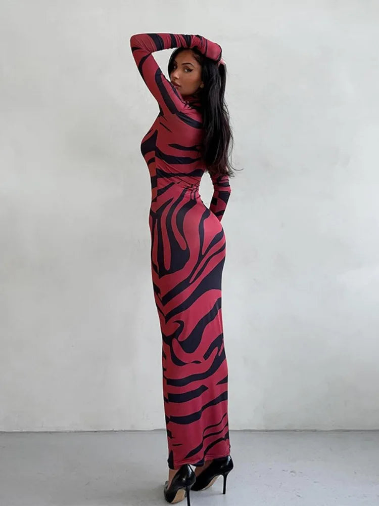 Amair | Sexy Leopard-Maxikleid mit hohem Bund