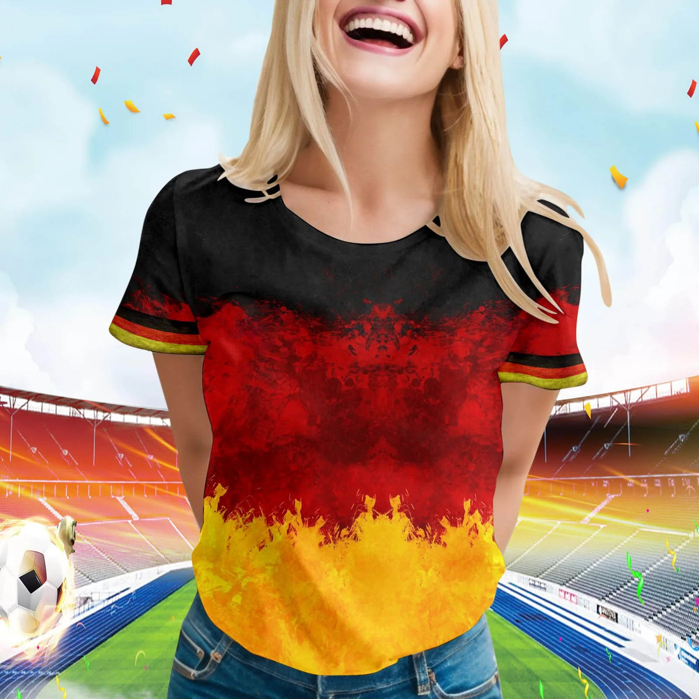 Dakotia | Deutschland Euro 2024 Fußball Rundhals Damen T-Shirt