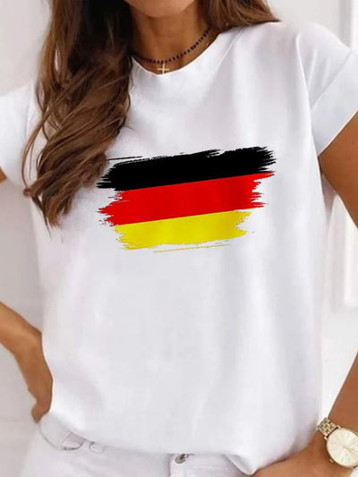 Carinan | Deutschland Euro 2024 Fußball Rundhals Damen T-Shirt