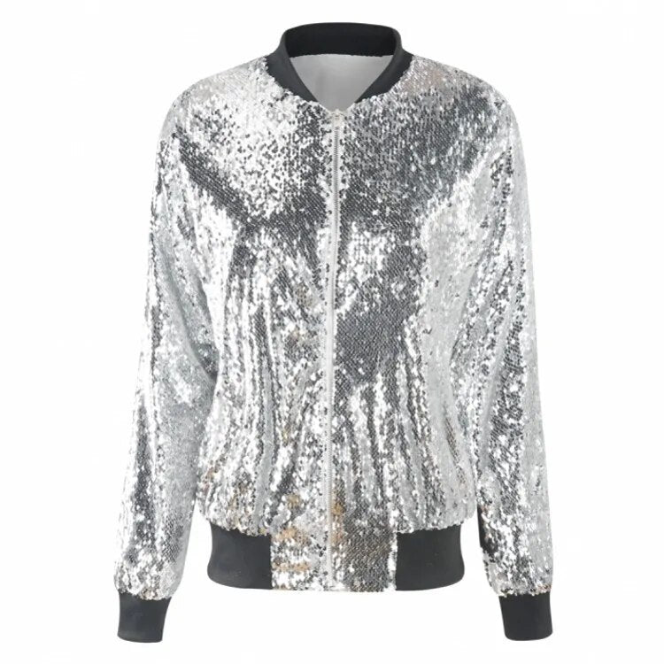 Liselotte | Entspannte Paillettenmantel Bomberjacke