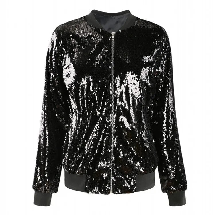 Liselotte | Entspannte Paillettenmantel Bomberjacke