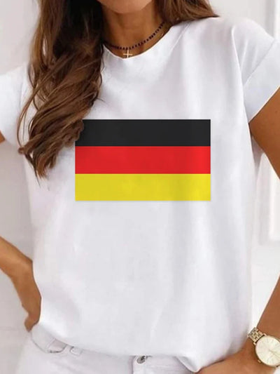 Carinan | Deutschland Euro 2024 Fußball Rundhals Damen T-Shirt