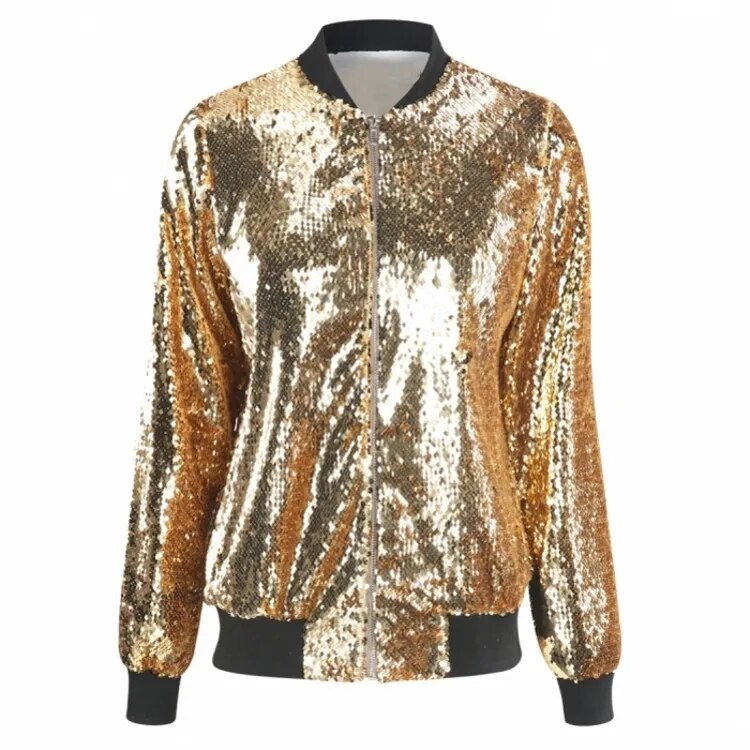 Liselotte | Entspannte Paillettenmantel Bomberjacke