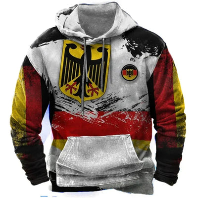 Vhong | Herren-Kapuzenpullover mit Vintage-Flagge Deutschland Fußball-EM 2024