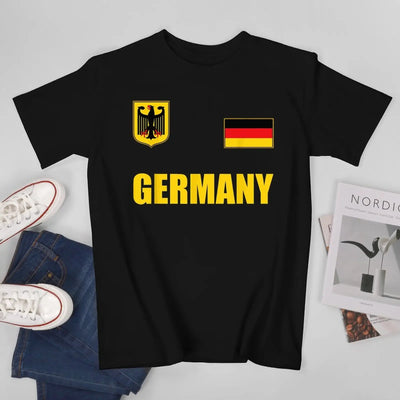 Tom | Unisex-T-Shirt mit Rundhalsausschnitt und deutscher Flagge, Fußballtrikot für die EM 2024