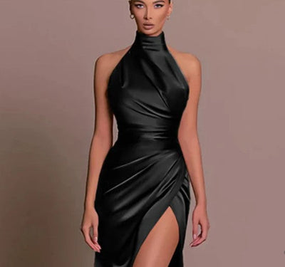 Harper – satin-cocktailkleid ohne schlitz hinten