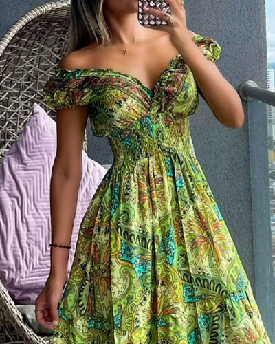 Charlotte – kurzarmkleid mit paisley-print