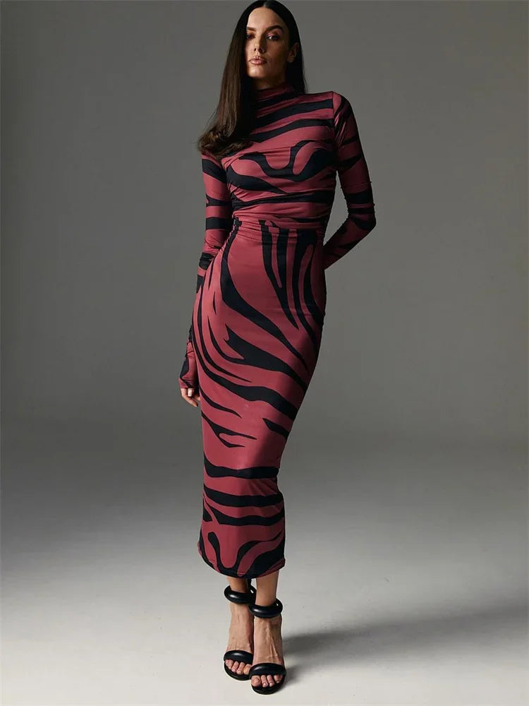 Amair | Sexy Leopard-Maxikleid mit hohem Bund