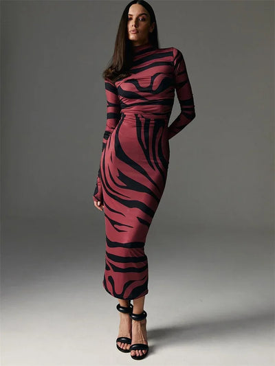 Amair | Sexy Leopard-Maxikleid mit hohem Bund