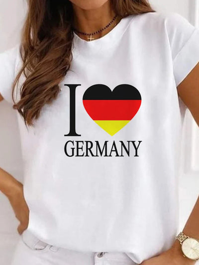 Carinan | Deutschland Euro 2024 Fußball Rundhals Damen T-Shirt