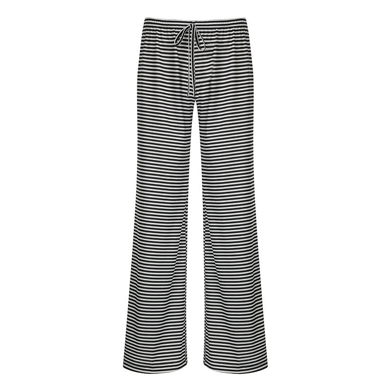 Majken | Damen Streifenhose Mit Weitem Bein Und Kordelzug